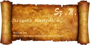 Szigeti Manfréd névjegykártya